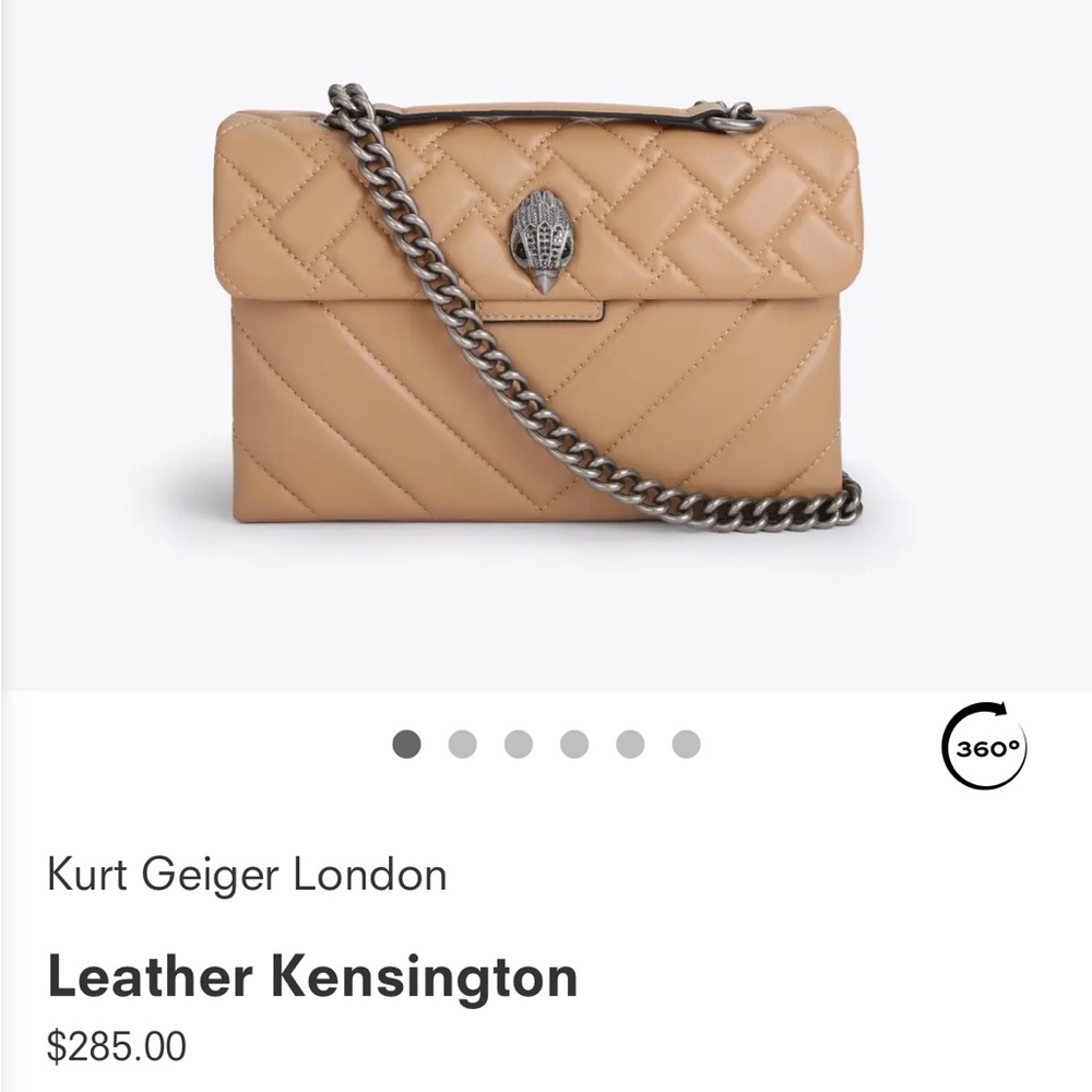 Kurt Geiger Leather Kensington Handbag in Camel (NEW WITH TAGS)